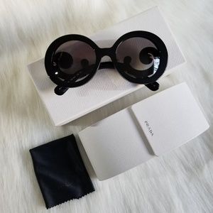 PRADA | Round Black Baroque Sunglasses